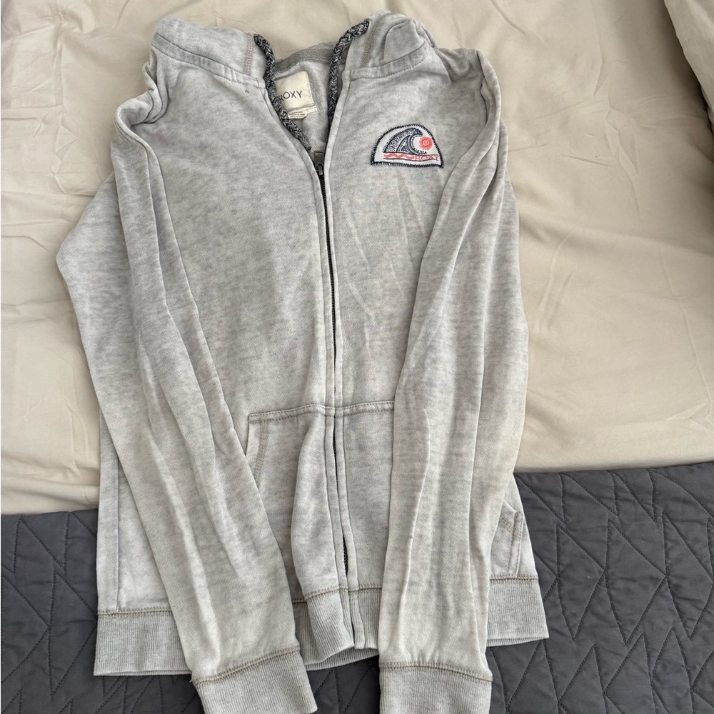 Roxy Light Gray Kids Zip-Up Hoodie
